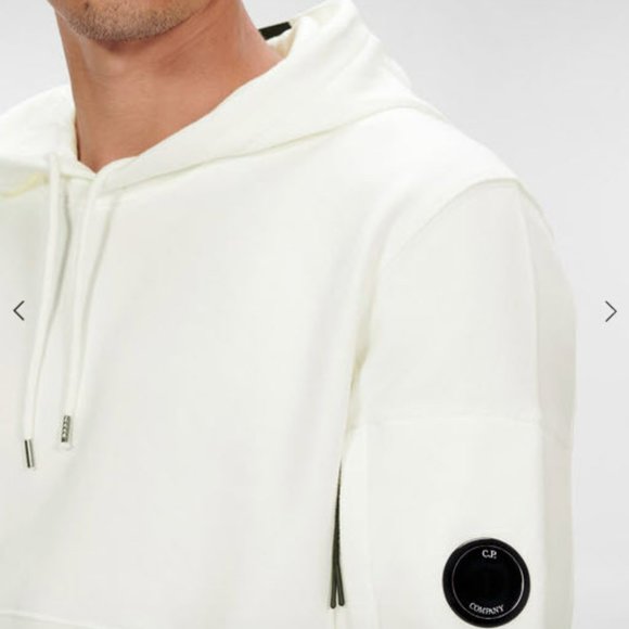 C.P. Company Diagonal Raised Fleece Hoodie (Gauze White) - Mens Medium - Picture 2 of 3